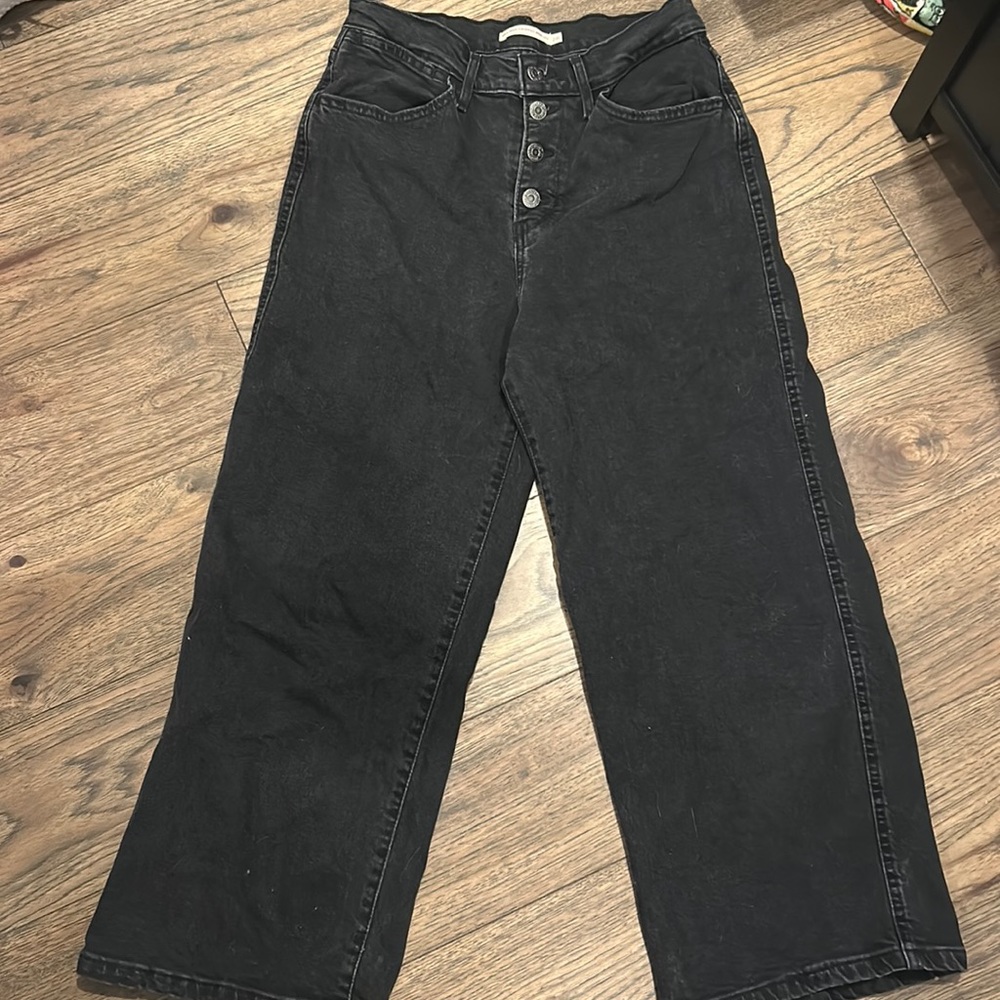 Levi’s Mile High Cropped Wide Leg Black Jeans